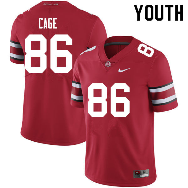 Ohio State Buckeyes Jerron Cage Youth #86 Red Authentic Stitched College Football Jersey